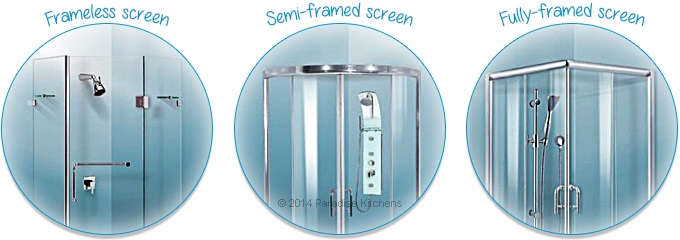 Frameless screen - Semi-framed screen - Fully-framed screen