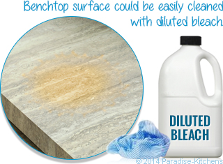 Benchtop surface could be easily cleaned with diluted bleach.