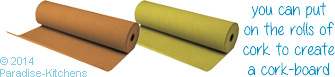 you can put on the rolls of cork to create a cork-board
