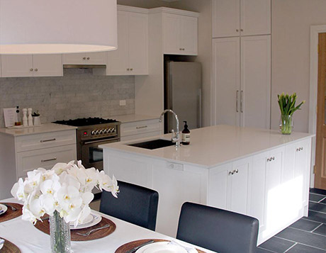 modern white kitchen with island