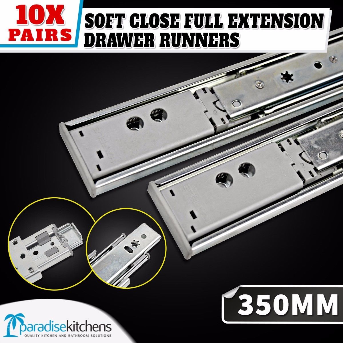 Buy 10 x Soft close drawer runners drawer runners 350mm Online