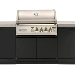 Compact 4 Burner Gas Outdoor Kitchen with CROSSRAY BBQ & Stone Tops Compact 4 Burner Gas Outdoor Kitchen with CROSSRAY BBQ & Stone Tops